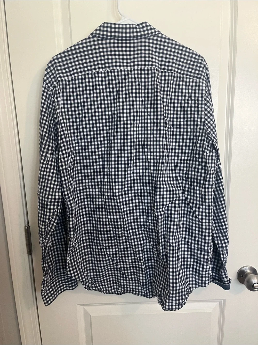 Banana Republic Men's Navy and White Gingham Button-Down Shirt